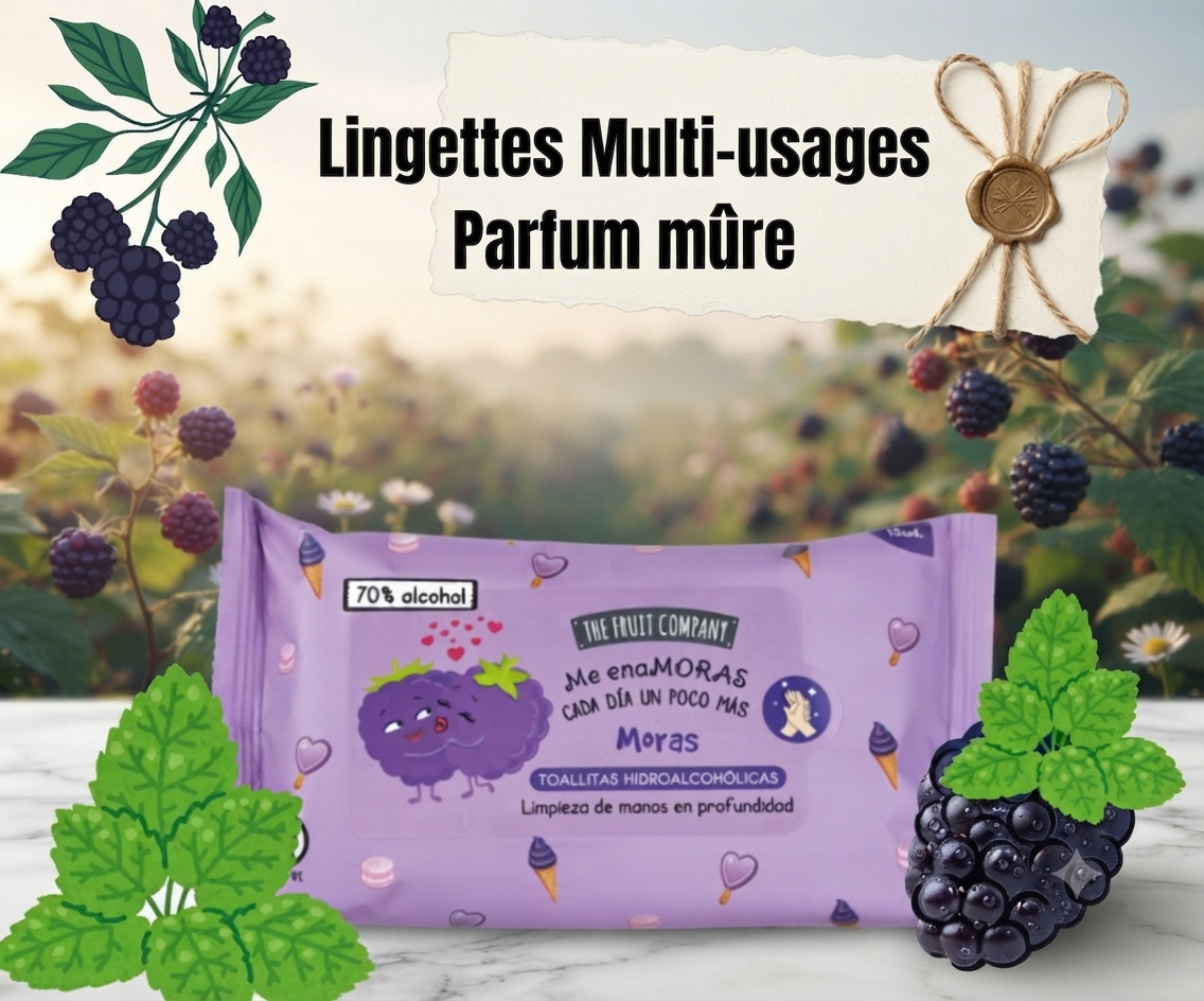 Lingettes multi-usage douce et rafraîchissante Mûre